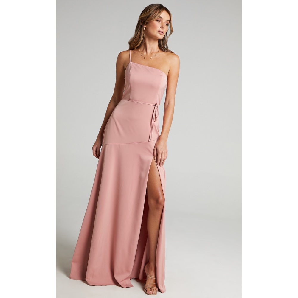 Satin One Shoulder Maxi Dress